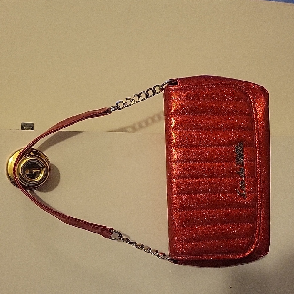 Lux de Ville mini gambler tote red sparkle vinyl